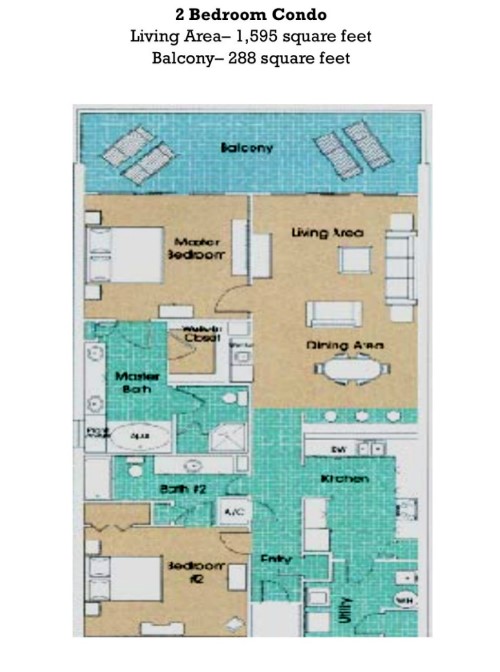 Floor Plan for P205 - Great 2/2 at The Princess. Never Rented!